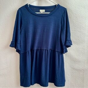 Wonderly Women’s Navy Blue Short Sleeve Top Size: Medium